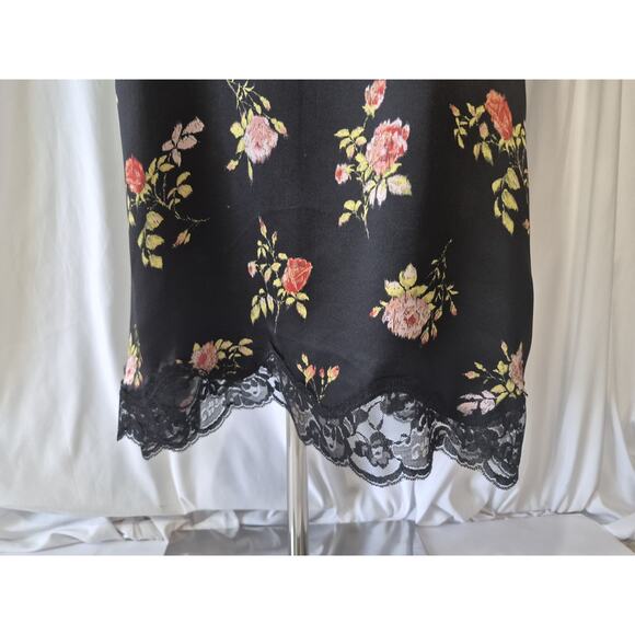 New R13 Womens Black Floral 100% Silk Lace Back Slip Midi Dress Small - Picture 5 of 13